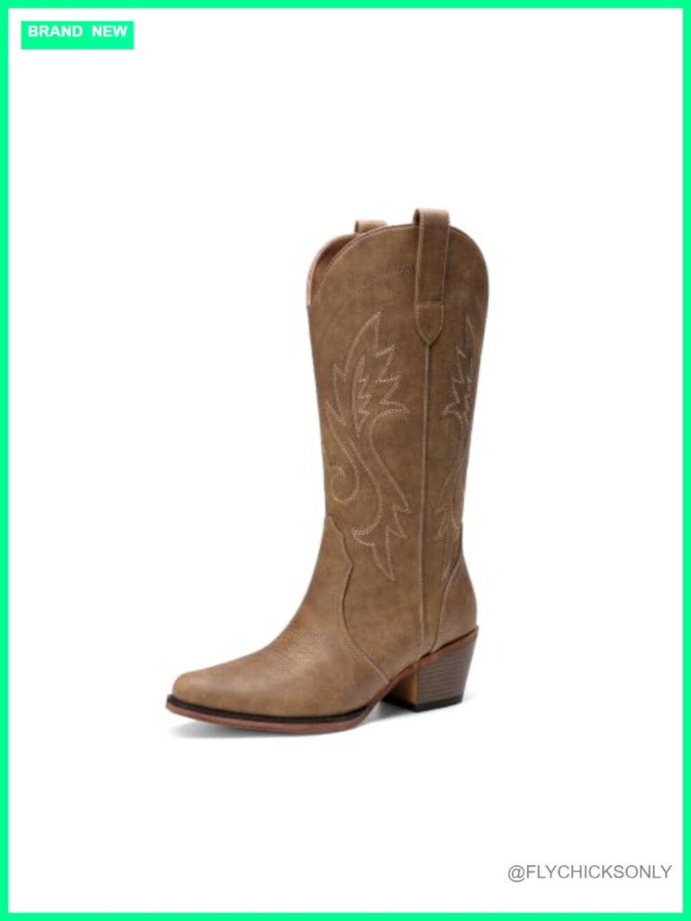 Women's Western Cowgirl Boots Faux Leather Embroidered Mid-Calf